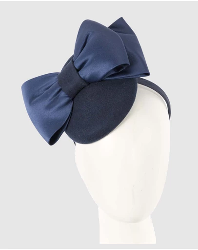 Max Alexander - Felt Navy Winter Pillbox Fascinator with Bow