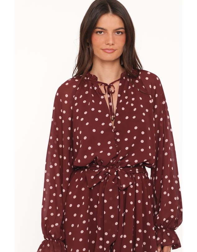 Petal & Pup - Michelle Playsuit - Burgundy Polka Dot