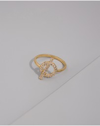 Wanderlust + Co - Pave Toggle 14K Gold Vermeil Ring