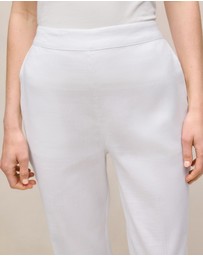 Trenery - Stretch Linen Blend Pull On Pant in White