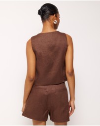 AERE - Linen Button Through Tank