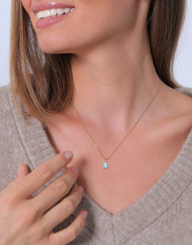 Elli Jewelry - Topaz Pendant Necklace in Gold-Plated 925 Silver