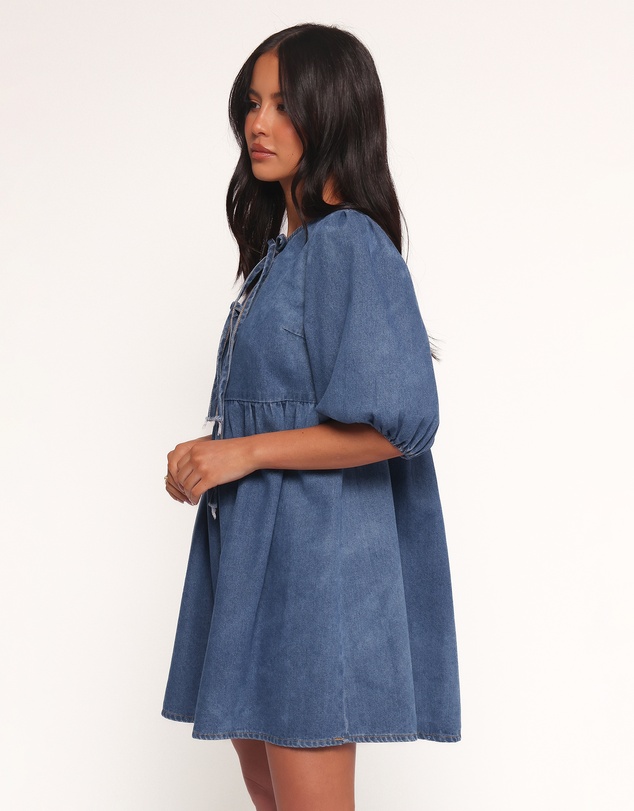 Petal & Pup - Romana Tie Front Mini Dress - Dark Denim