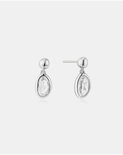 Ania Haie - Silver Bezel Organic Pebble Dangle Stud Earrings
