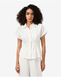 Forcast - Ami Linen Pleated Tuck Shirt