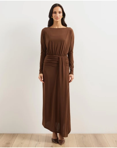 Atmos&Here - Dahlia Long Sleeve Jersey Midi Dress