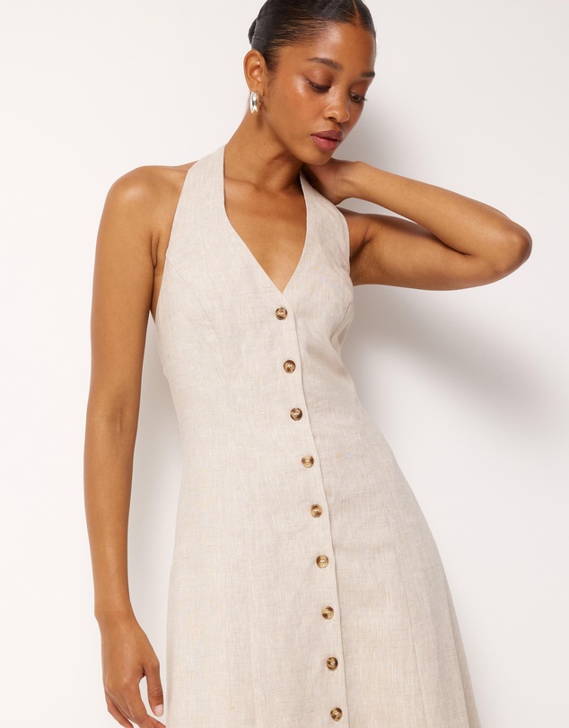 AERE - Rosa Linen Halter Midi Dress