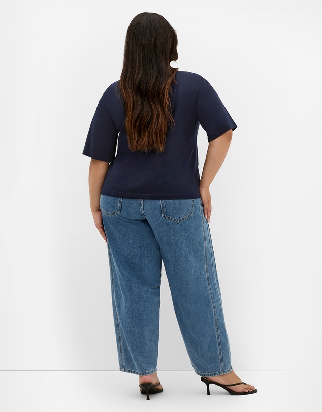 City Chic - Plus size Copenhagen Studio Cotton Tee - navy
