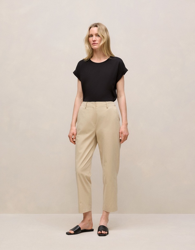 Trenery - Cotton Cuff Sleeve T-shirt in Black