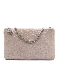 Pre-Loved by Azura Reborn - Pre-Loved Embossed Metallic Lambskin Camellia Chain Pochette