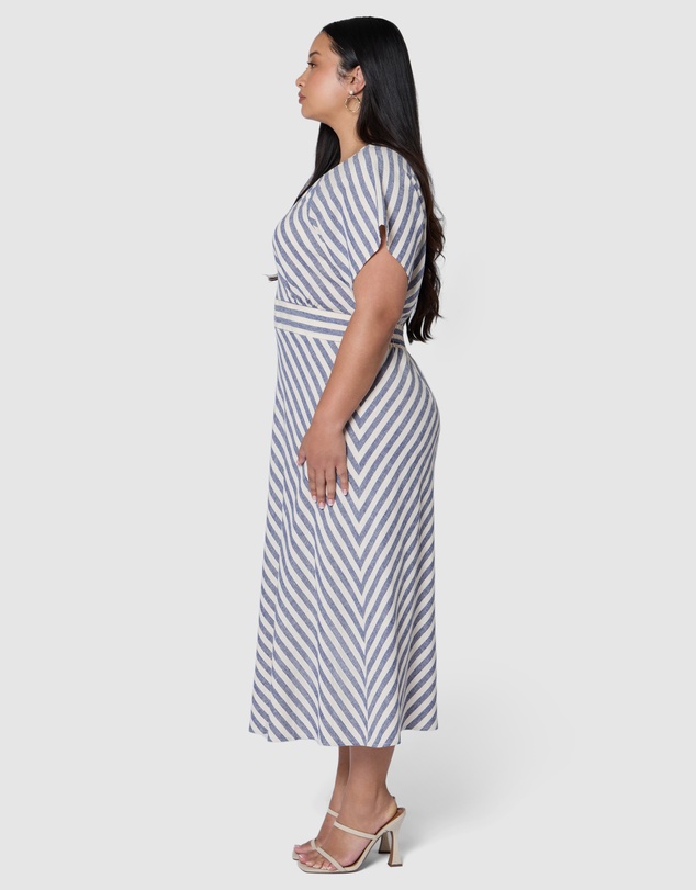 Something 4 Olivia - Allegra Linen Stripe Midi Dress