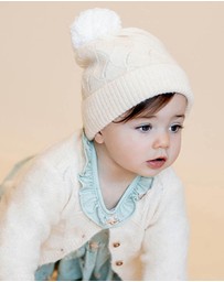 Bebe by Minihaha - Cream Pointelle Pom Pom Beanie - Babies-Kids