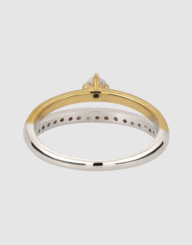 Elli Jewelry - Ring Women Engagement Elegant Zirconia 925 Sterling Silver Gold Plated Bicolor