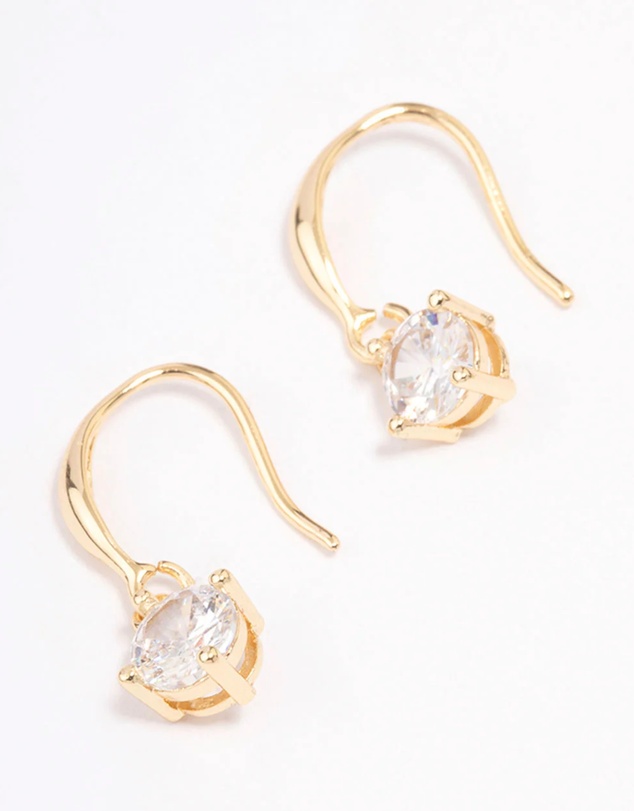 Lovisa - Gold Plated Cubic Zirconia Solitaire Hook Drop Earrings