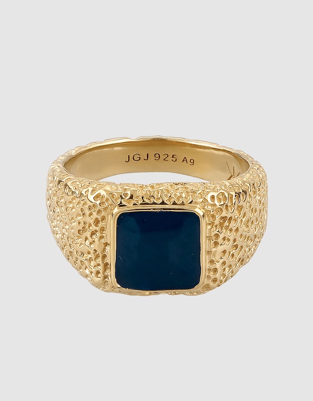 Kuzzoi - ICONIC EXCLUSIVE - Enamel Signet Ring in Gold-Plated 925 Sterling Silver