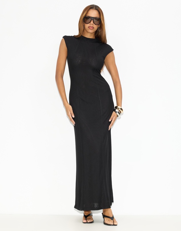 Dazie - Premiere Mesh Cap Sleeve Maxi Dress