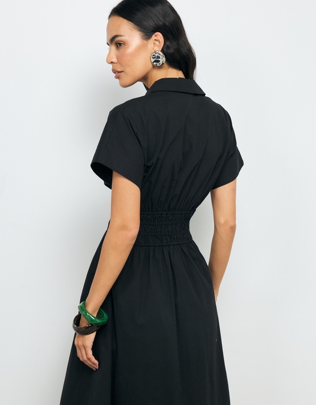 AERE - Carmine Shirred Waist Shirt Dress
