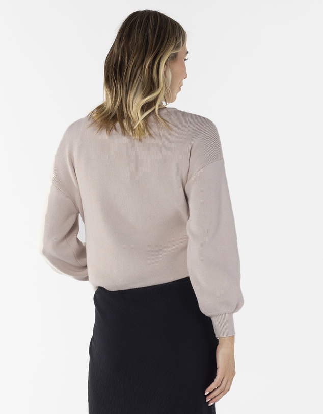 Angel Maternity - Sylvie Luxury Maternity Knitted Cropped Nursing Top- Beige