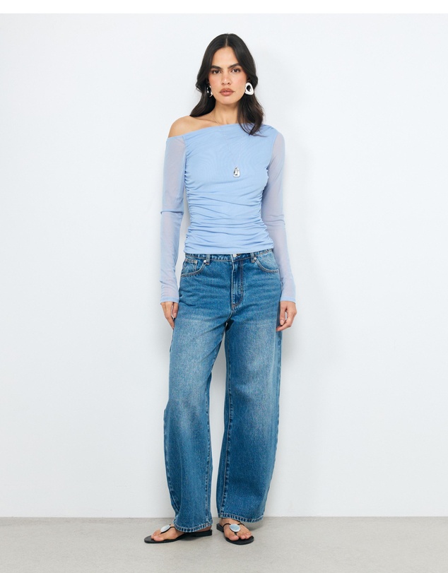 AERE - Chloe Off Shoulder Mesh Top