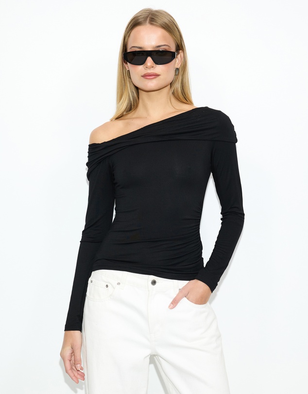 Dazie - Into The Night One Shoulder Jersey Long Sleeve Top