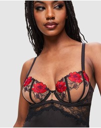 Ann Summers - Caged Rose Satin Lace Chemise