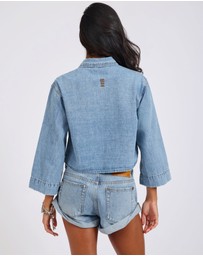 ONE TEASPOON - Gracie Cropped Denim Shirt - Misty Blue