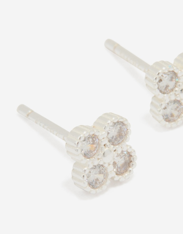 Lovisa - Sterling Silver Cubic Zirconia Mini Flower Stud Earrings