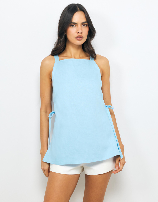 AERE - Maisie Linen Tie Side Top