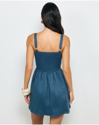 AERE - Mia Shirred Linen Mini Dress