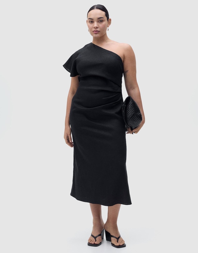 M.N.G - Rachel Asymmetrical Linen Dress