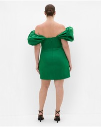City Chic - Elyse Off Shoulder Mini Dress - kelly green