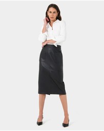 Forcast - Vera Faux Leather Midi Skirt