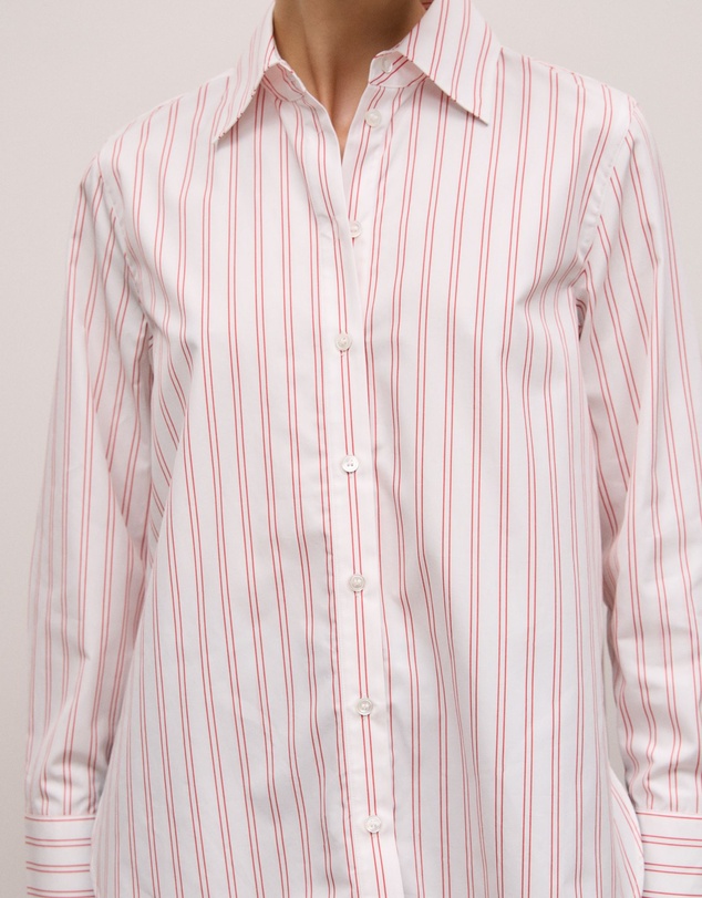 Trenery - Poplin Twin Stripe Shirt in Spice Red