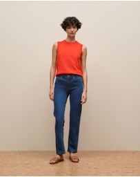 Trenery - Mid Rise Straight Leg Jean in Mid Blue Denim