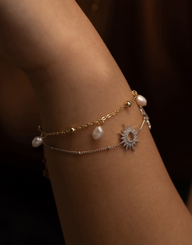 Wanderlust + Co - Sunlit Crescent Silver Bracelet
