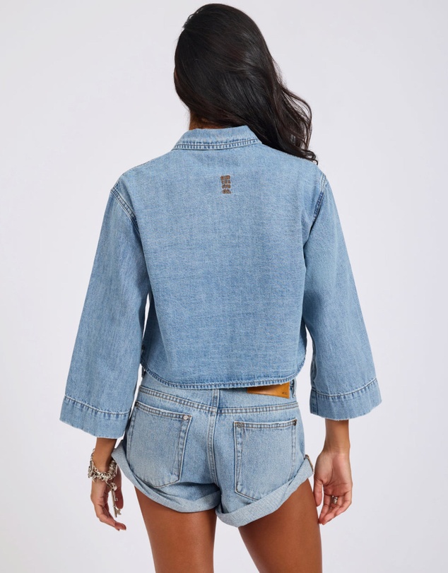 ONE TEASPOON - Gracie Cropped Denim Shirt - Misty Blue