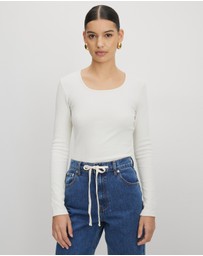 AERE - Jye Scoop Neck Long Sleeve T-Shirt
