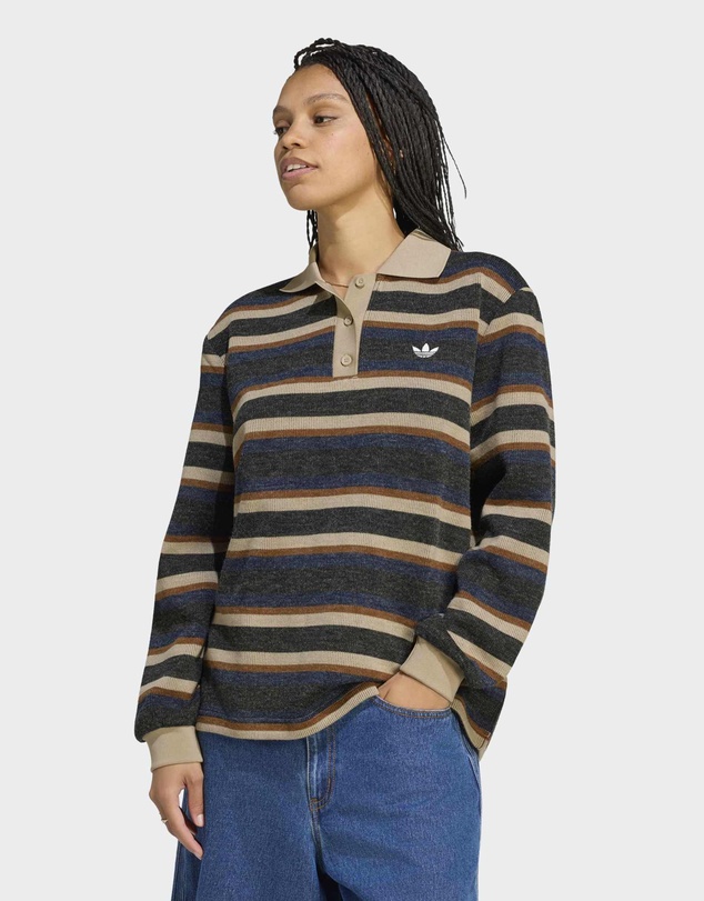 adidas Originals - STRIPE KNITTED POLO TOP Womens