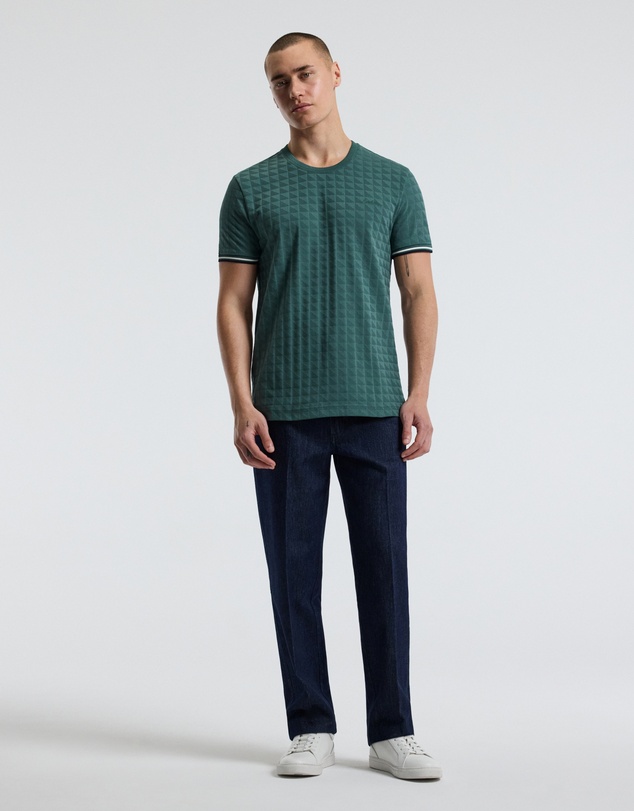 Calibre - Striped Trim Jacquard T-shirt Sea Green