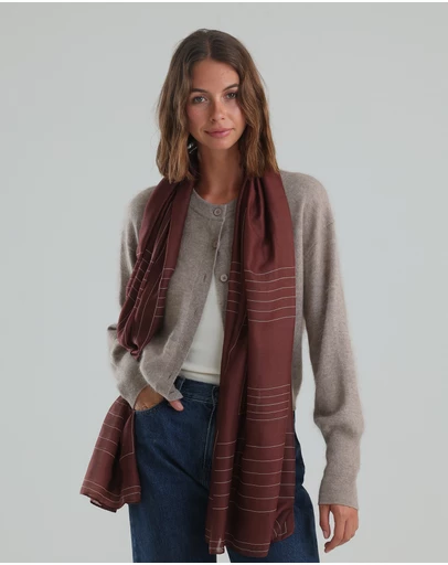 Morgan & Taylor - Maze Light-Weight Scarf in Burgundy Red