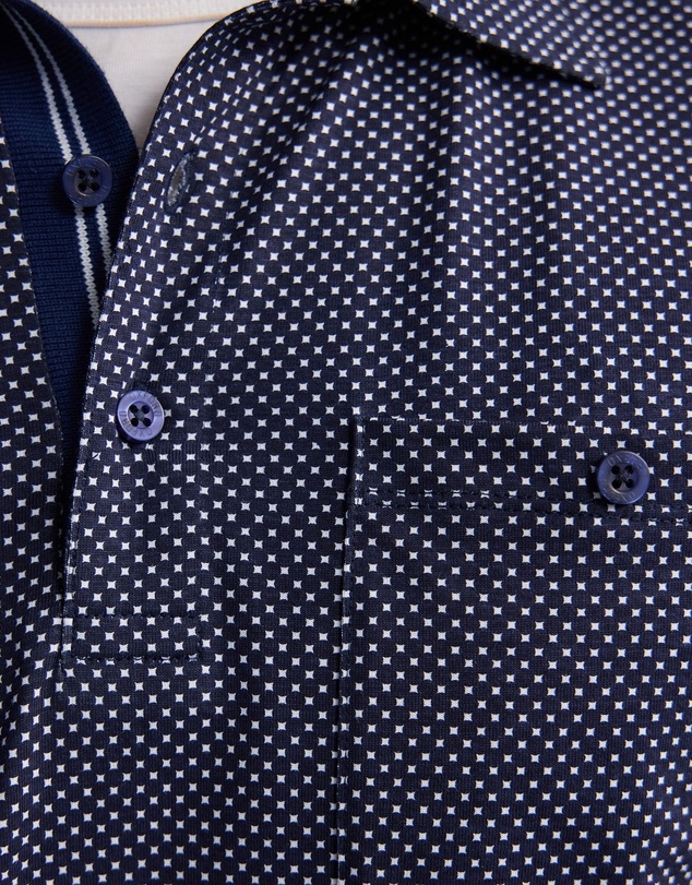 Oxford - Milo Print Jersey Polo With Pocket