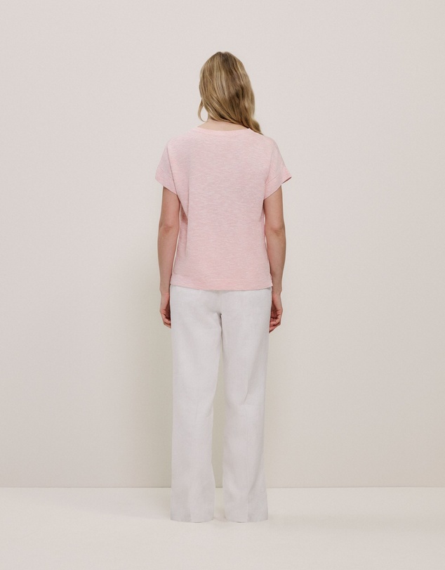 Trenery - Linen Cotton Relaxed Knit T-shirt in Blossom Pink