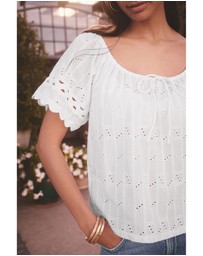 NEXT - Broderie Short Sleeve Ric Rac Top