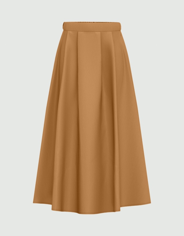 Emme - Camel Taffeta Midi Skirt