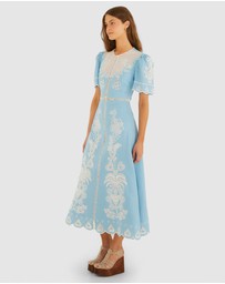 Farm Rio - Embroidery Short Sleeve Midi Dress