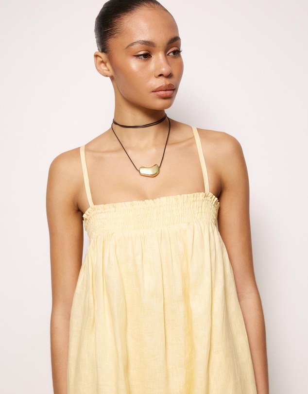 AERE - Amba Shirred Linen Mini Dress
