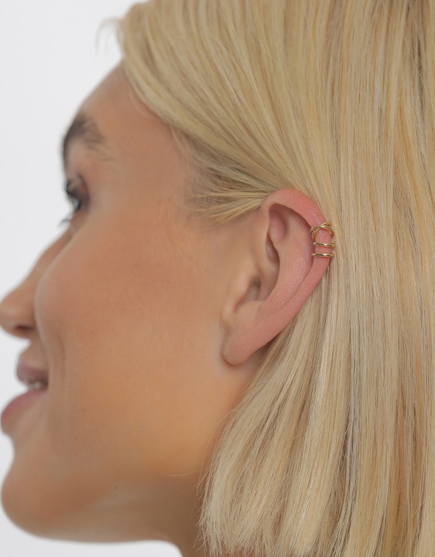 Elli Jewelry - Earrings Ear Cuff Geo Basic Minimalist 925 Sterling Silver Gold Plated