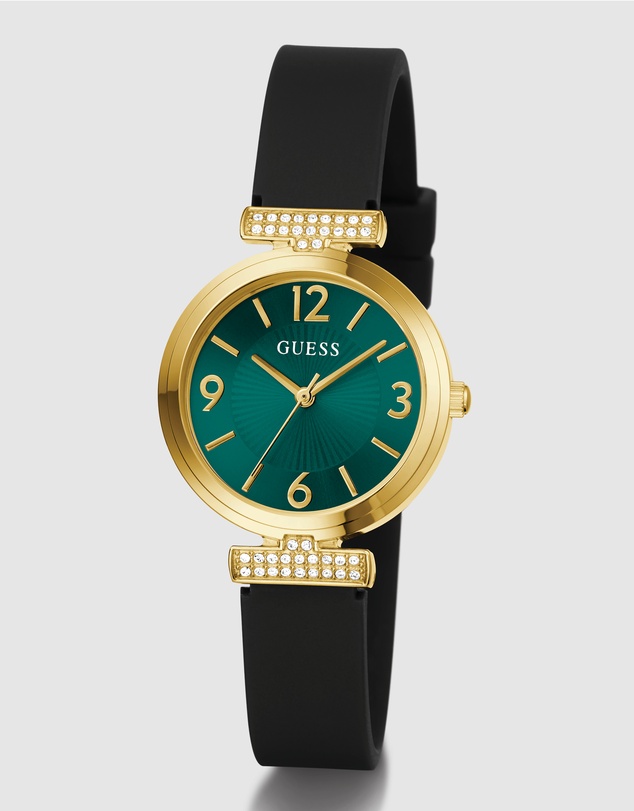GUESS - Guess Ladies Black Gold Tone 28mm Analogue Watch