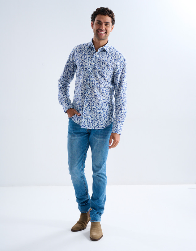 3 Wise Men - 3 Wise Men Sanford Linen Print Shirt