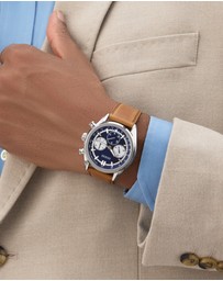 GUESS - Guess Dawson Mens Brown Silver Tone Multi-function Watch